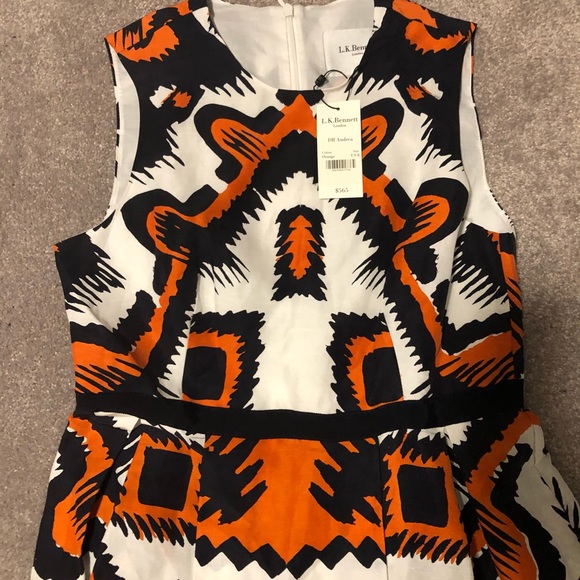 LK BENNETT Andrea Aztec Print Linen/Silk Dress - Picture 12 of 16